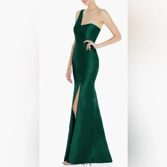 ALFRED SUNG One-Shoulder Green Maxi Dress - Picture 3 of 10